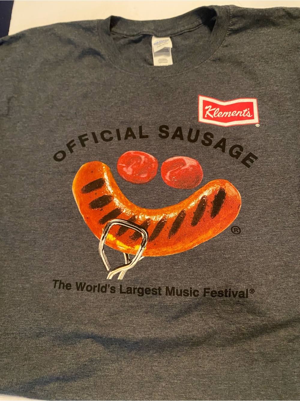 Gildan Gray 'Official Sausage' Graphic Tee with Red & Orange Print